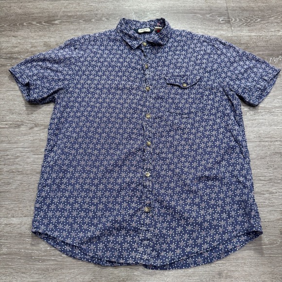 Salt Valley Other - Salt Valley Shirt Mens‎ Large Blue Geometric Vintage Cotton Short Sleeve Button